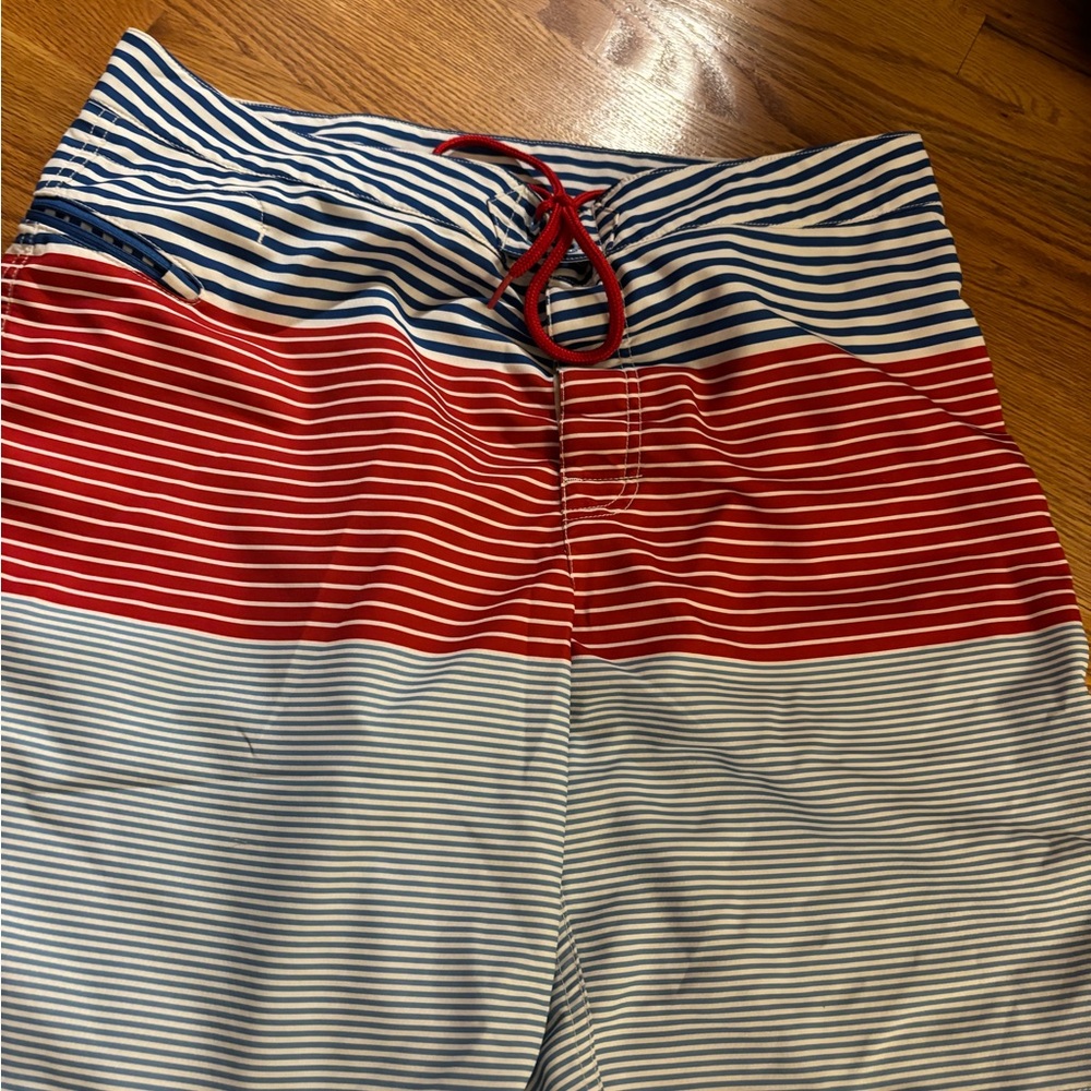 Vineyard Vines Red and Blue Striped bathing suit shorts